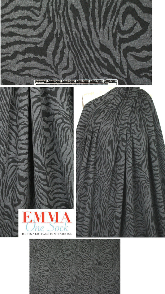 NY designer black/gray animal yarn-dye doubleknit