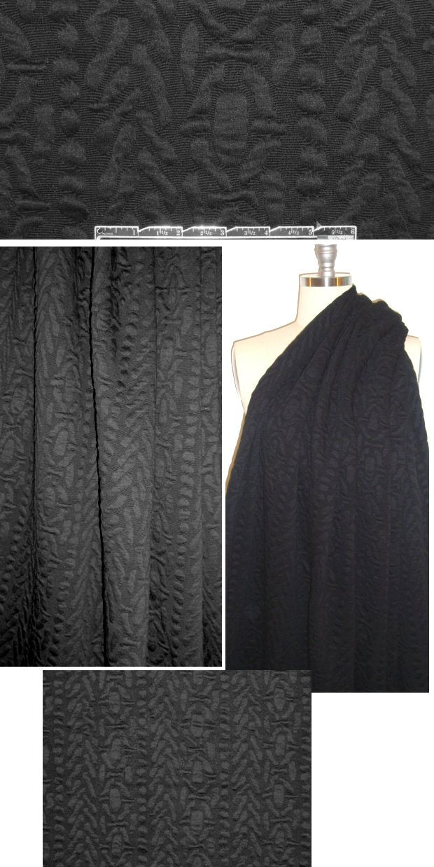 NY designer black cable design matelasse' knit