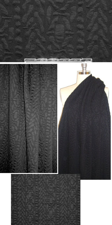 NY designer black cable design matelasse' knit