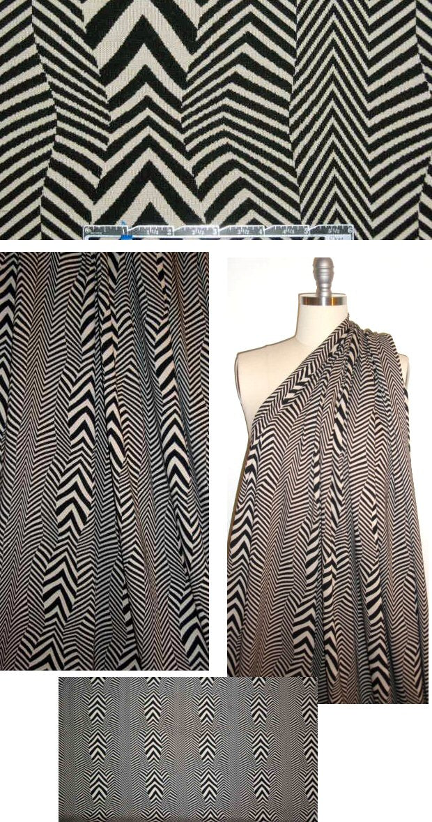 NY designer black/ecru optical zig yarn dye doubleknit