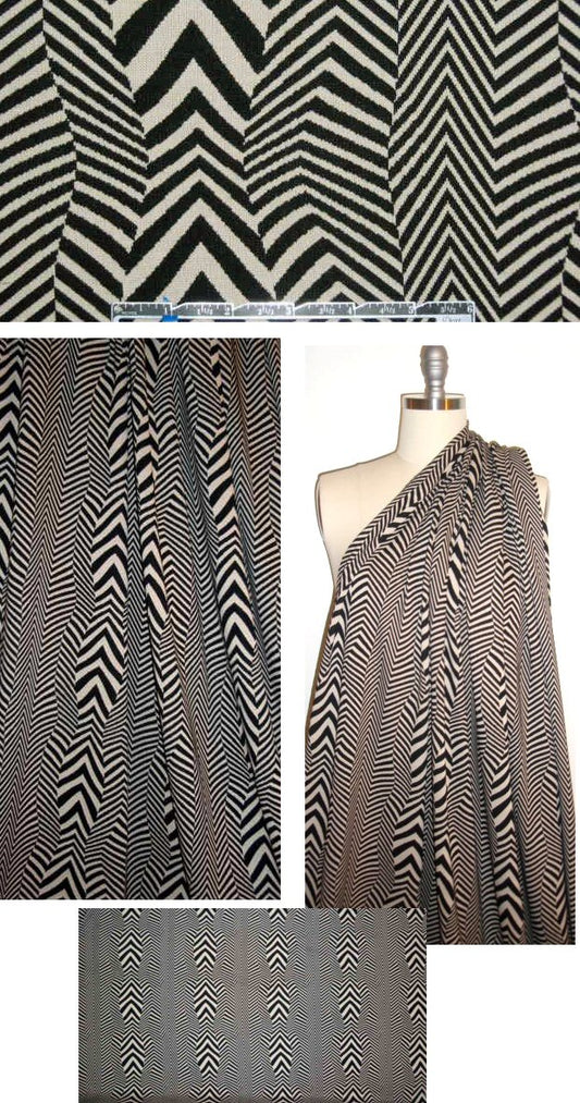 NY designer black/ecru optical zig yarn dye doubleknit