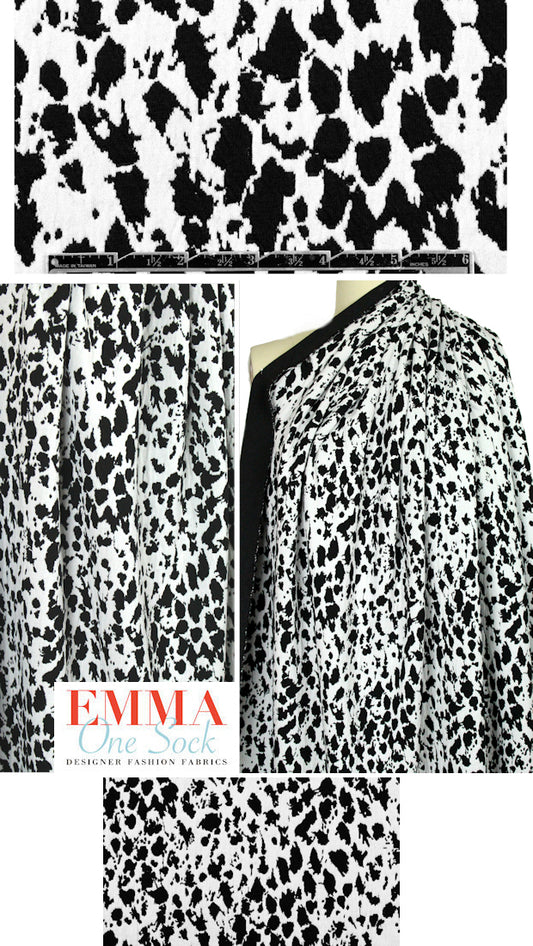 NY designer black/white paint splash yarn-dye doubleknit