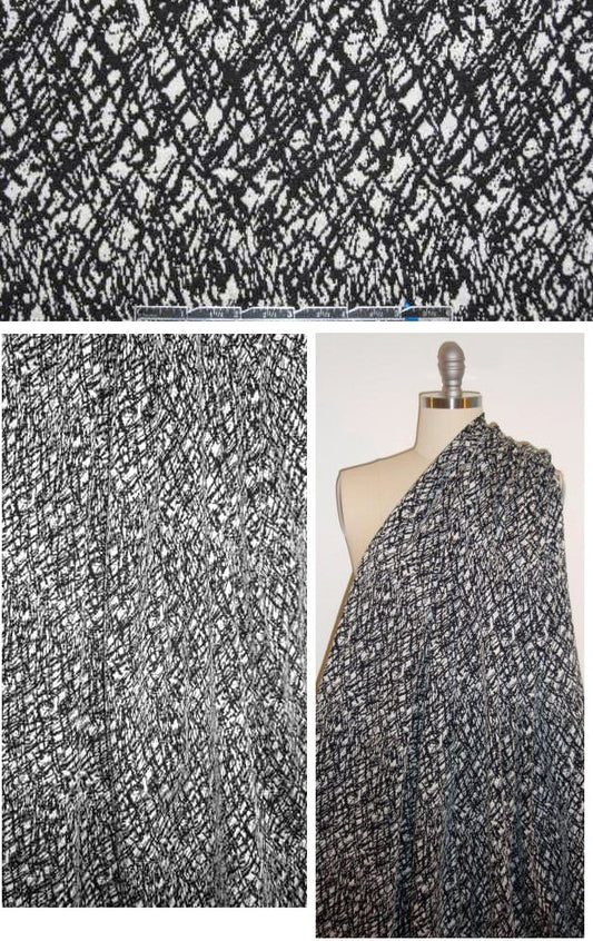French black/white hatchy yarn dye doubleknit