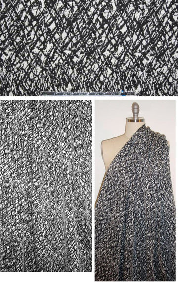 French black/white hatchy yarn dye doubleknit 1.25 yd