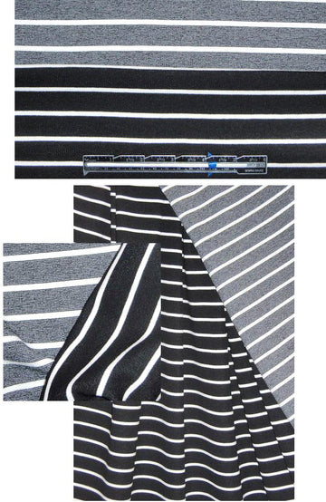 black w/ cream stripes doubleknit rayon blend 4-way