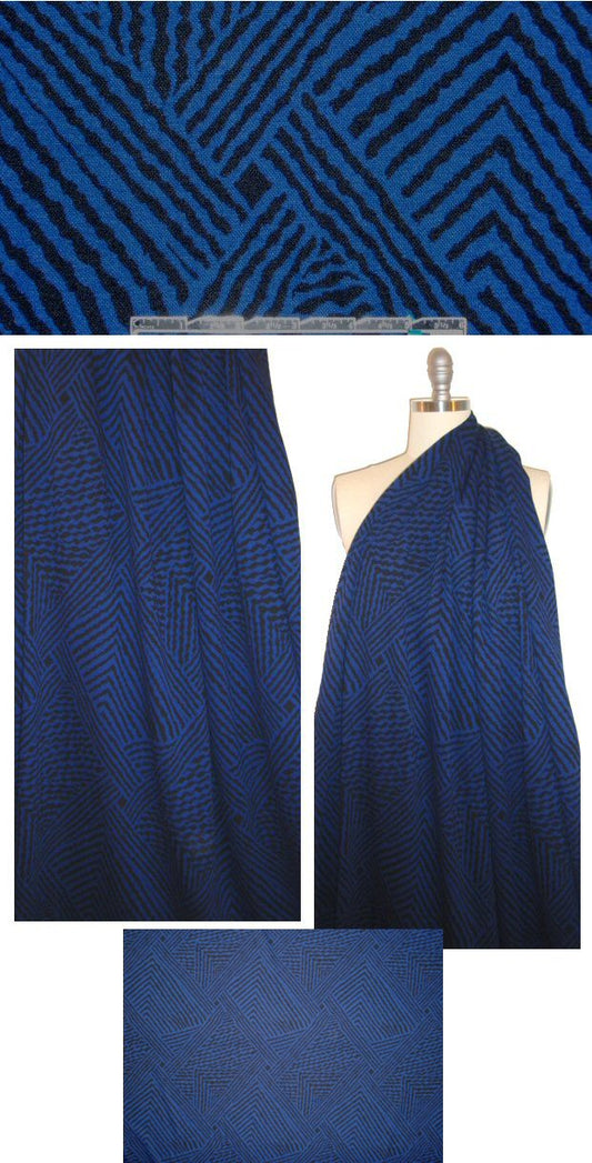 NY designer black/blue crossing lines yarn dye doubleknit