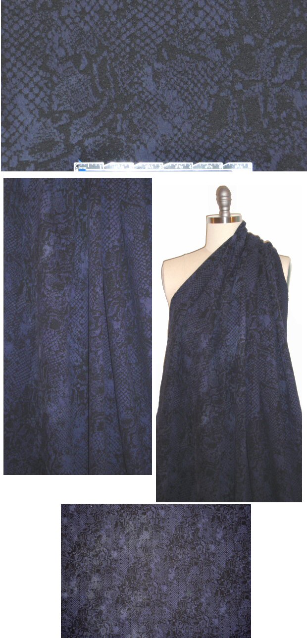 CA designer textured doubleknit - indigo/black python