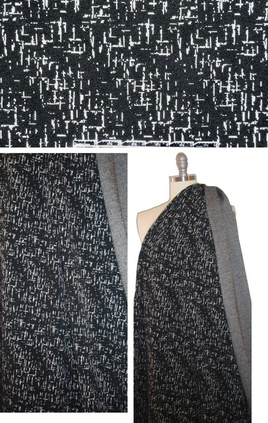French black/off white hatchy yarn dye doubleknit 1.875 yd