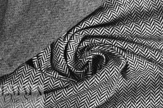 NY designer herringbone doubleknit - black/white