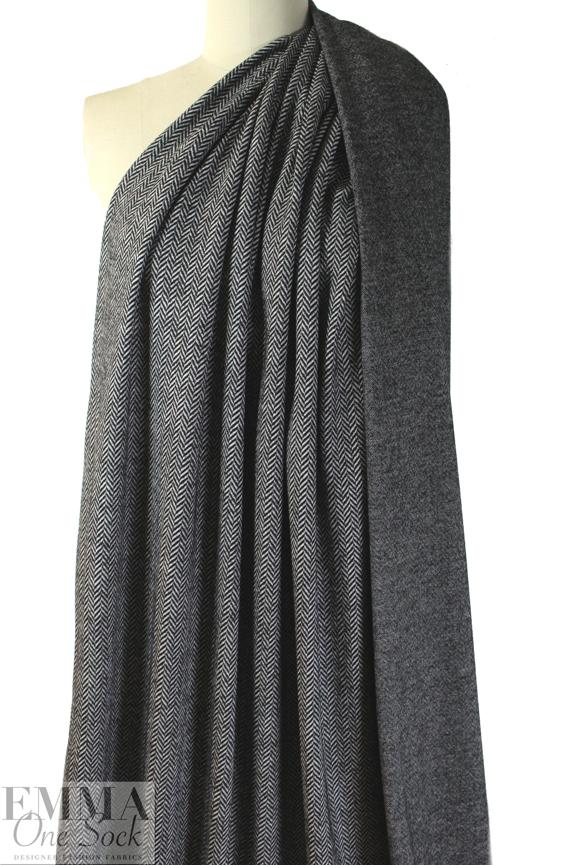 NY designer herringbone doubleknit - black/white