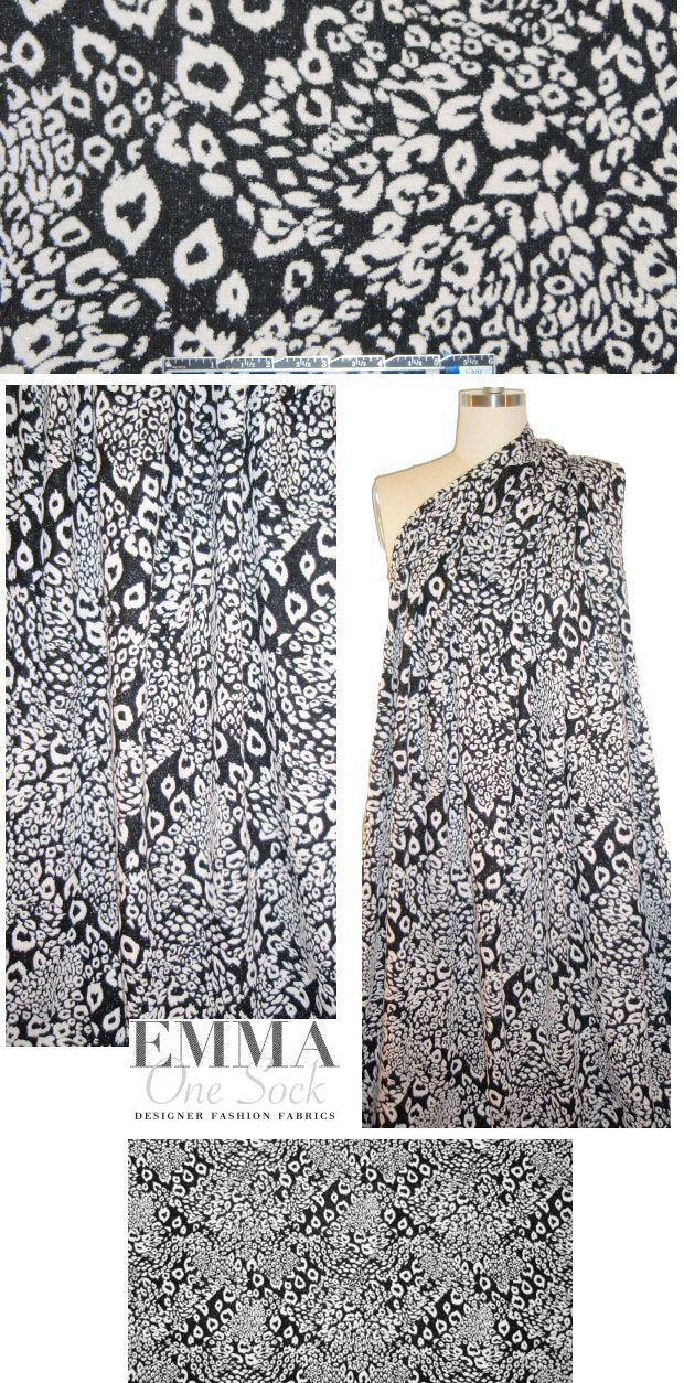 NY designer black/ivory cheetah yarn-dyed doubleknit 1.125 yds