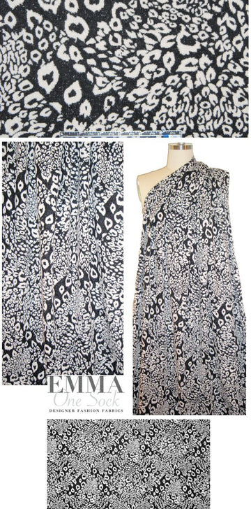 NY designer black/ivory cheetah yarn-dyed doubleknit 1.5 yd