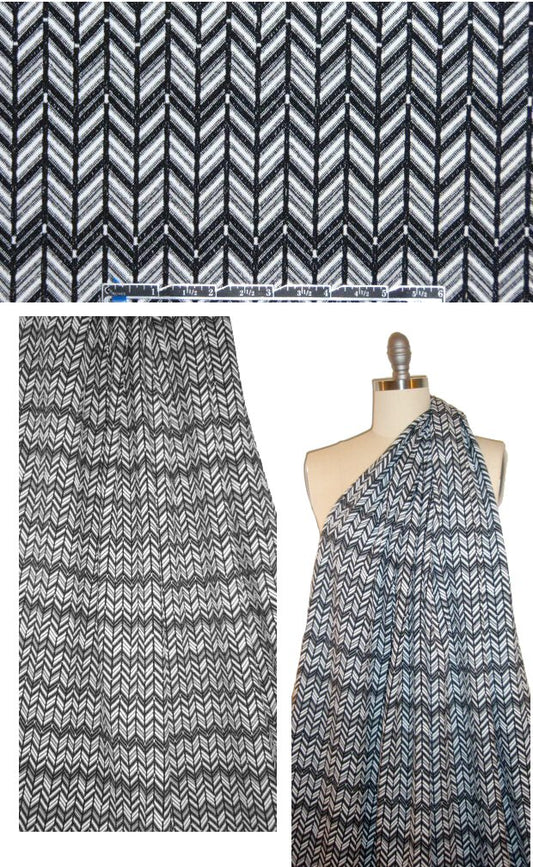 NY designer black/white chevron yarn-dyed doubleknit