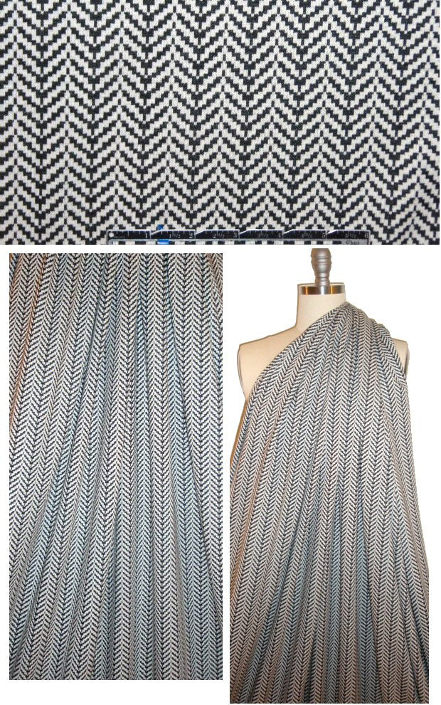 Emi1 Rutenberg black/snow 'pixel chevron' doubleknit 1.66 yd