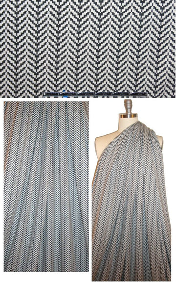 Emi1 Rutenberg black/snow 'pixel chevron' doubleknit 1.66 yd