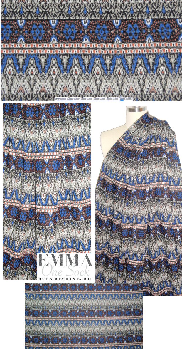 French blue/clay 'fairisle' graphic yarn dye doubleknit