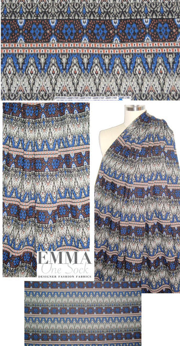 French blue/clay 'fairisle' graphic yarn dye doubleknit