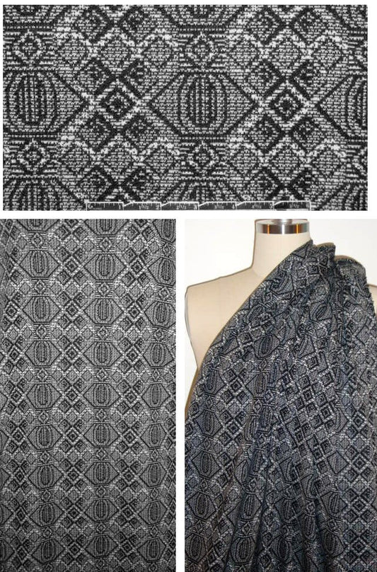 French black/white tweedy graphic doubleknit