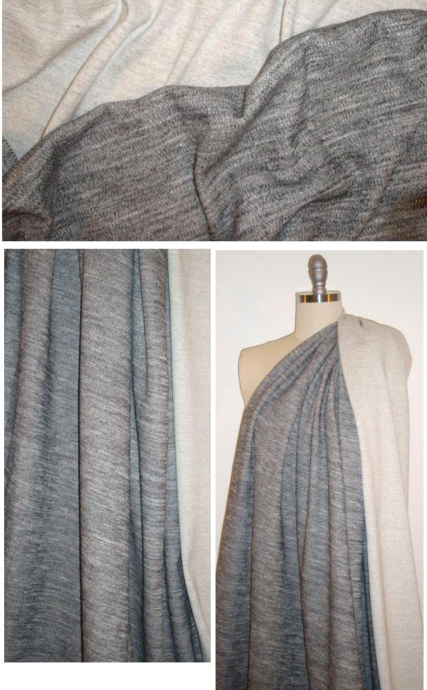 Italian gray heather double-sided thick cotton doubleknit