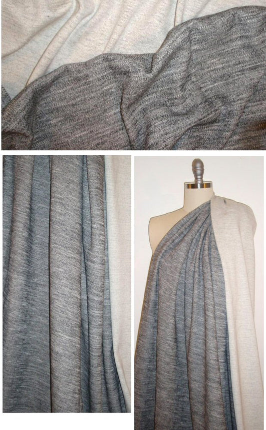 Italian gray heather double-sided thick cotton doubleknit
