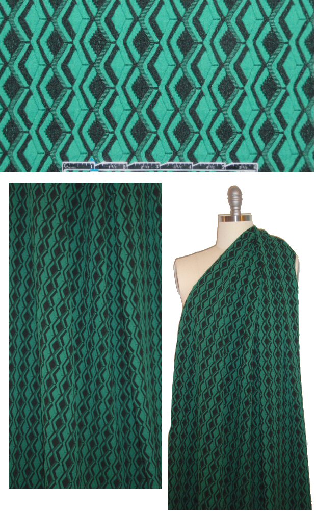 NY designer matelasse knit - black/spruce graphic