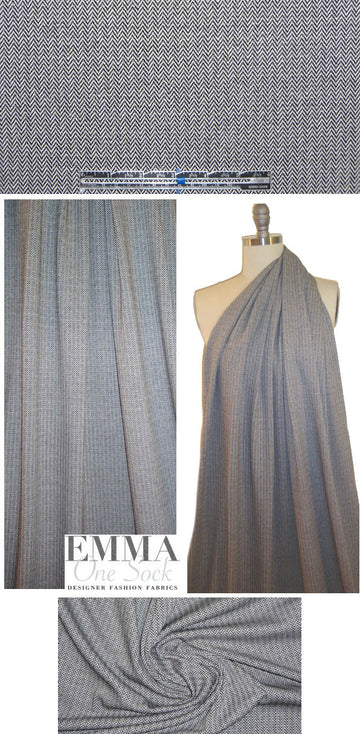 NY designer herringbone doubleknit - black/white