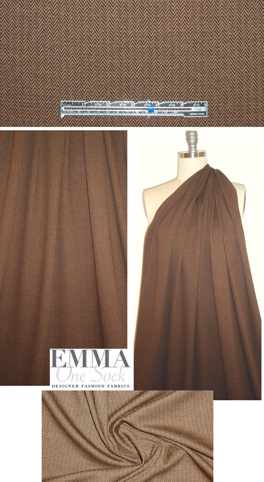 NY designer herringbone doubleknit - nutmeg/black