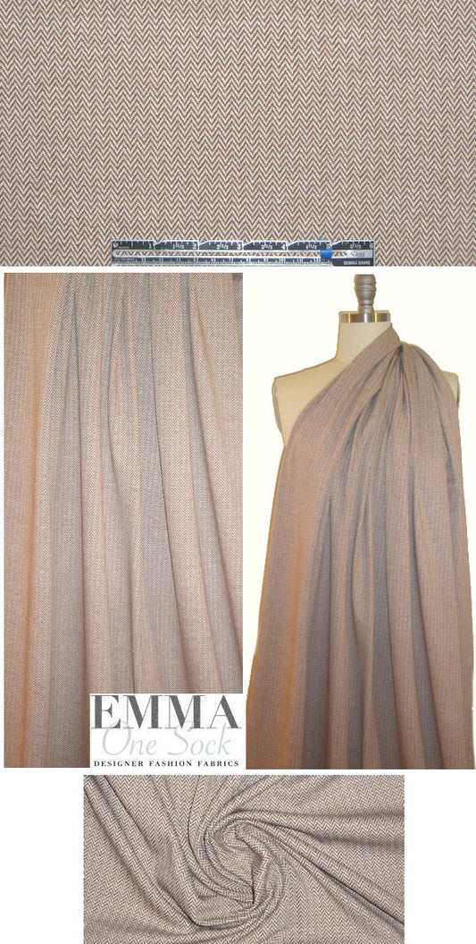 NY designer herringbone doubleknit - nutmeg/white