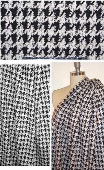 NY designer black/white houndstooth 2-ply knit .875 yds