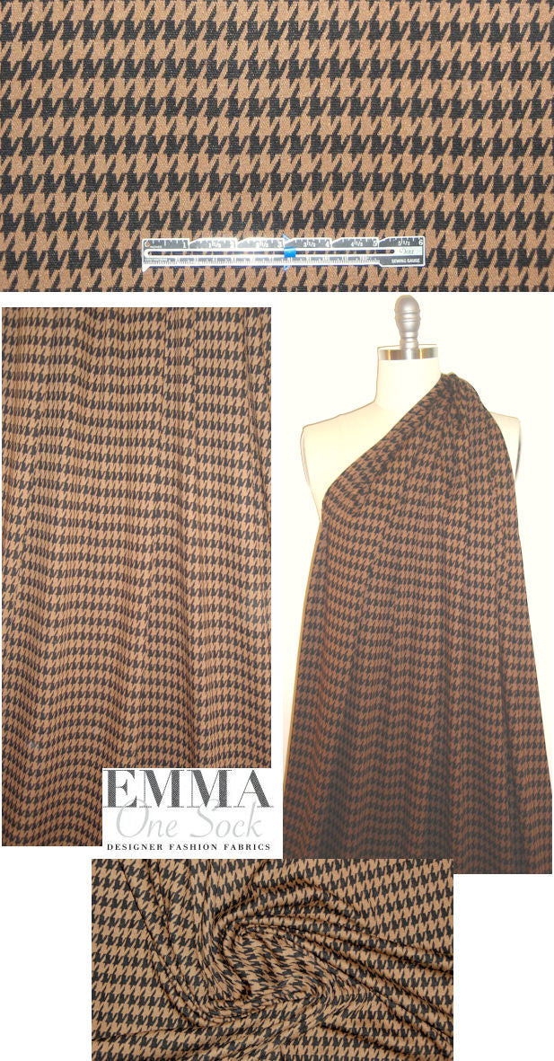 NY designer houndstooth doubleknit - nutmeg/black