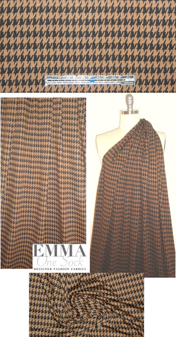 NY designer houndstooth doubleknit - nutmeg/black