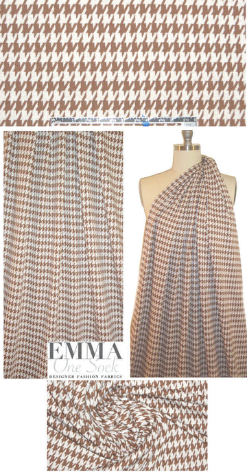 NY designer houndstooth doubleknit - nutmeg/white 1.33 yd
