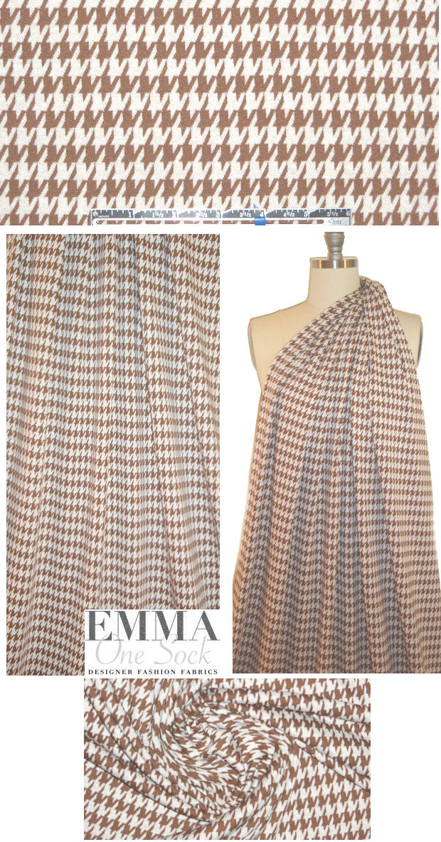 NY designer houndstooth doubleknit - nutmeg/white 1.66 yd