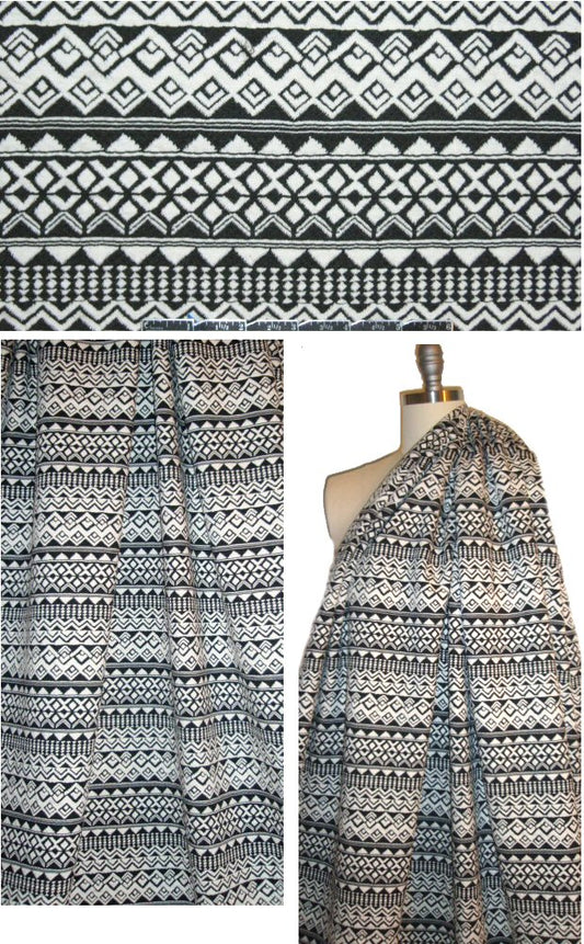 NY designer stripey graphic 2-ply knit - black/cream