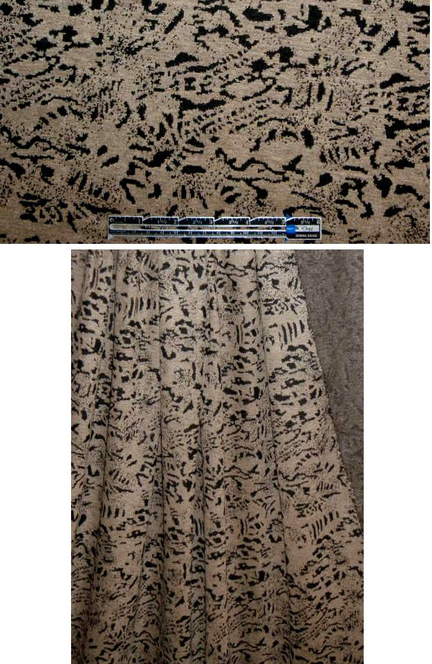 NY designer black/taupe 'hieroglyphic' doubleknit 1.125 yds