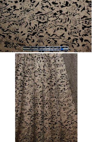 NY designer black/taupe 'hieroglyphic' doubleknit 1.125 yds