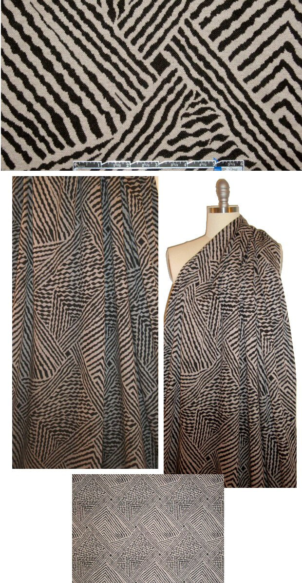 NY designer black/taupe crossing lines yarn dye doubleknit