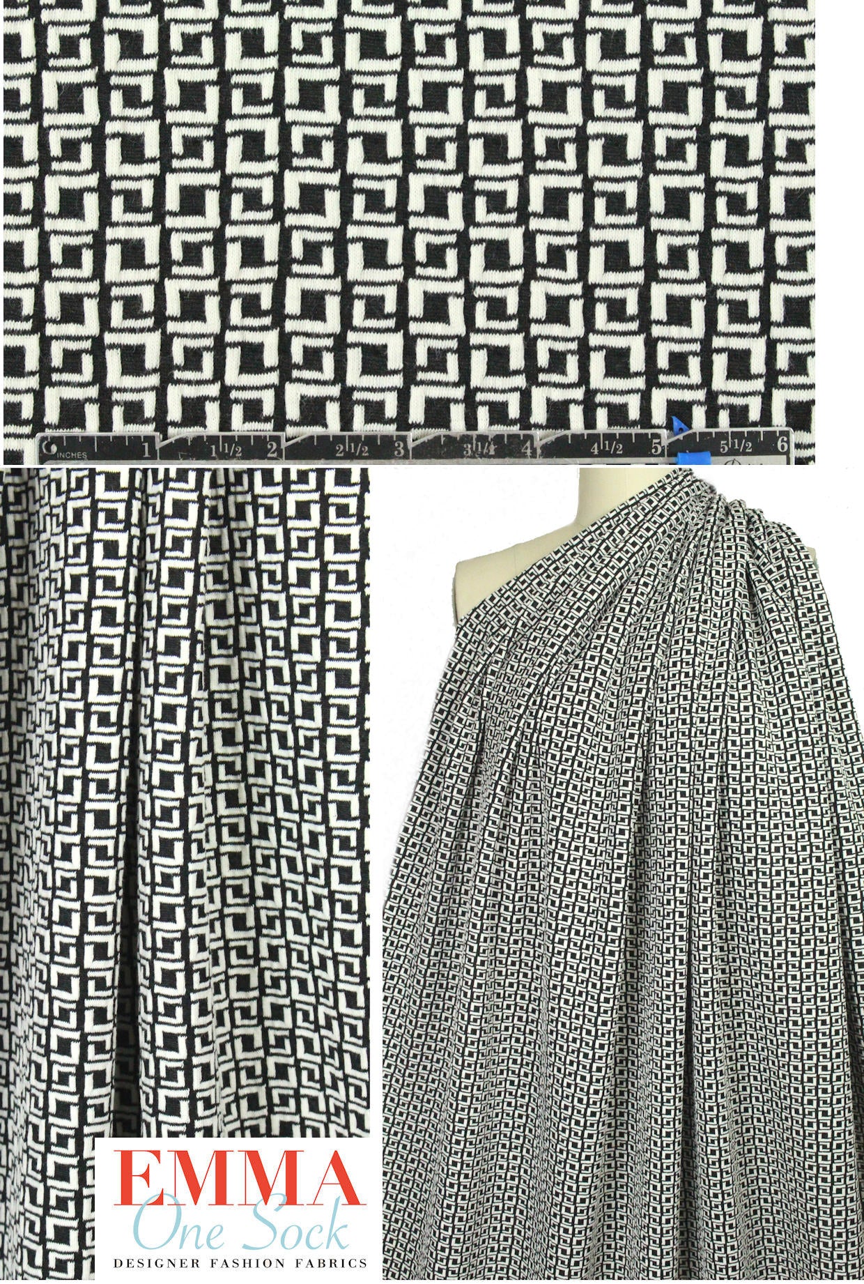 Italian jacquard doubleknit - broken squares 2 yd
