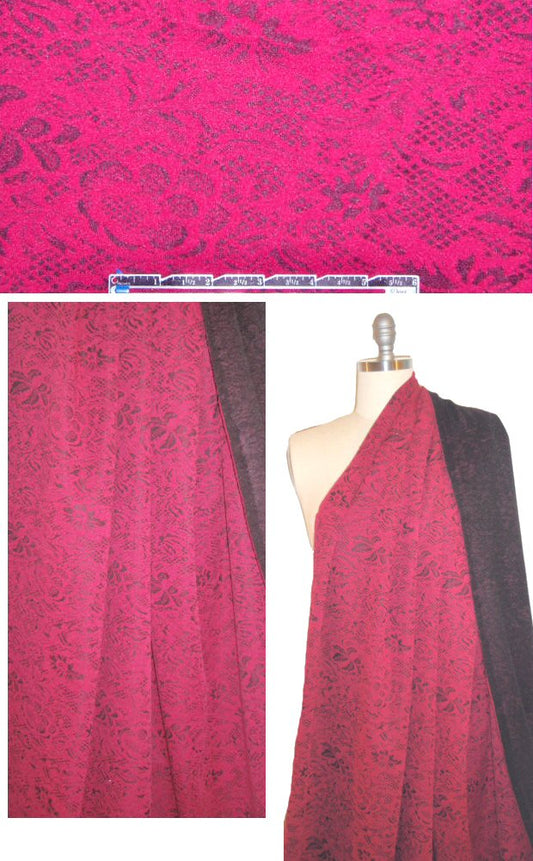 CA designer lace design doubleknit - pink/black