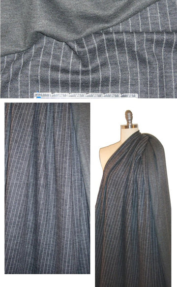 famous designer wool blend doubleknit - gray pinstripe .95 yds