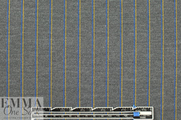Italian wool blend doubleknit - dark gray/cobalt/yellow 1.875 yd