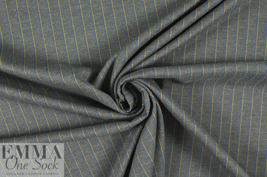 Italian wool blend doubleknit - dark gray/cobalt/yellow