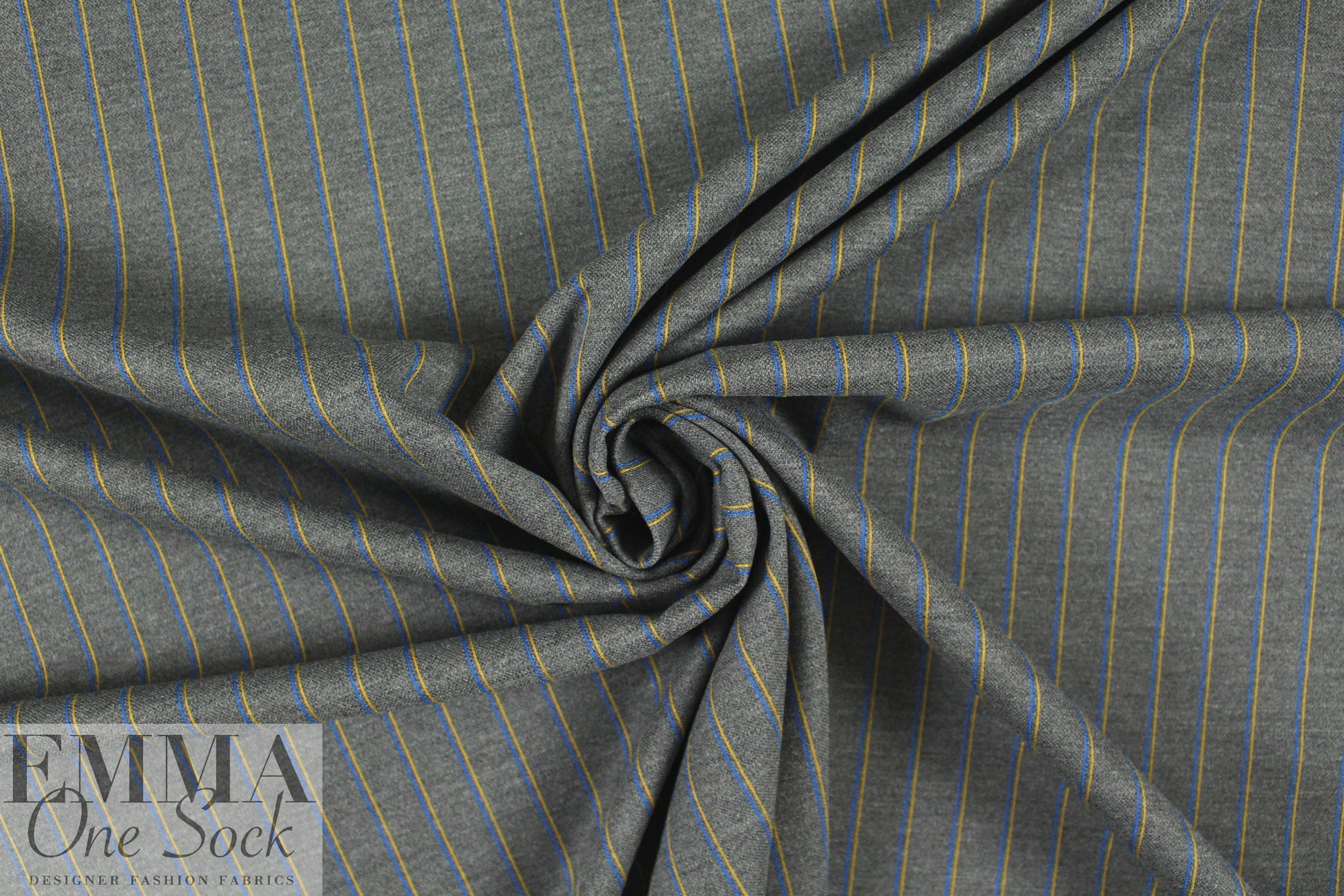 Italian wool blend doubleknit - dark gray/cobalt/yellow 1.875 yd