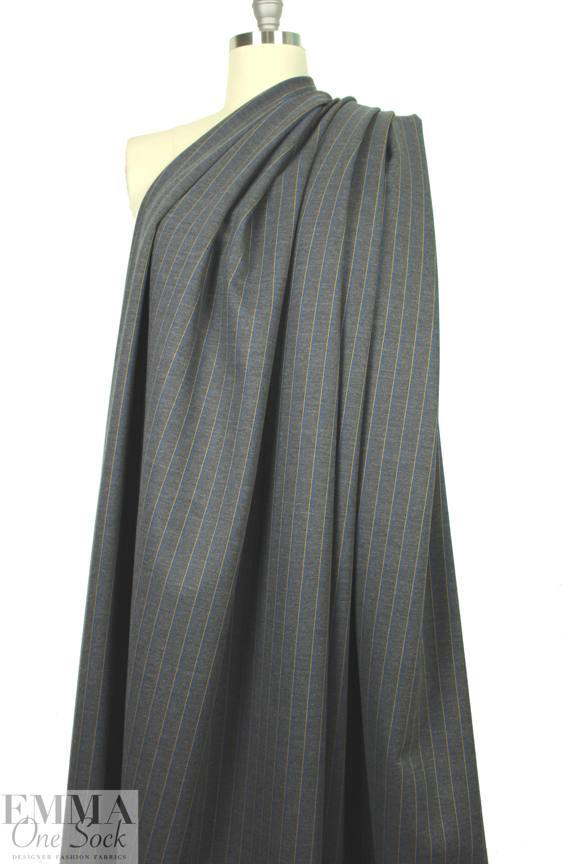 Italian wool blend doubleknit - dark gray/cobalt/yellow 1 yard
