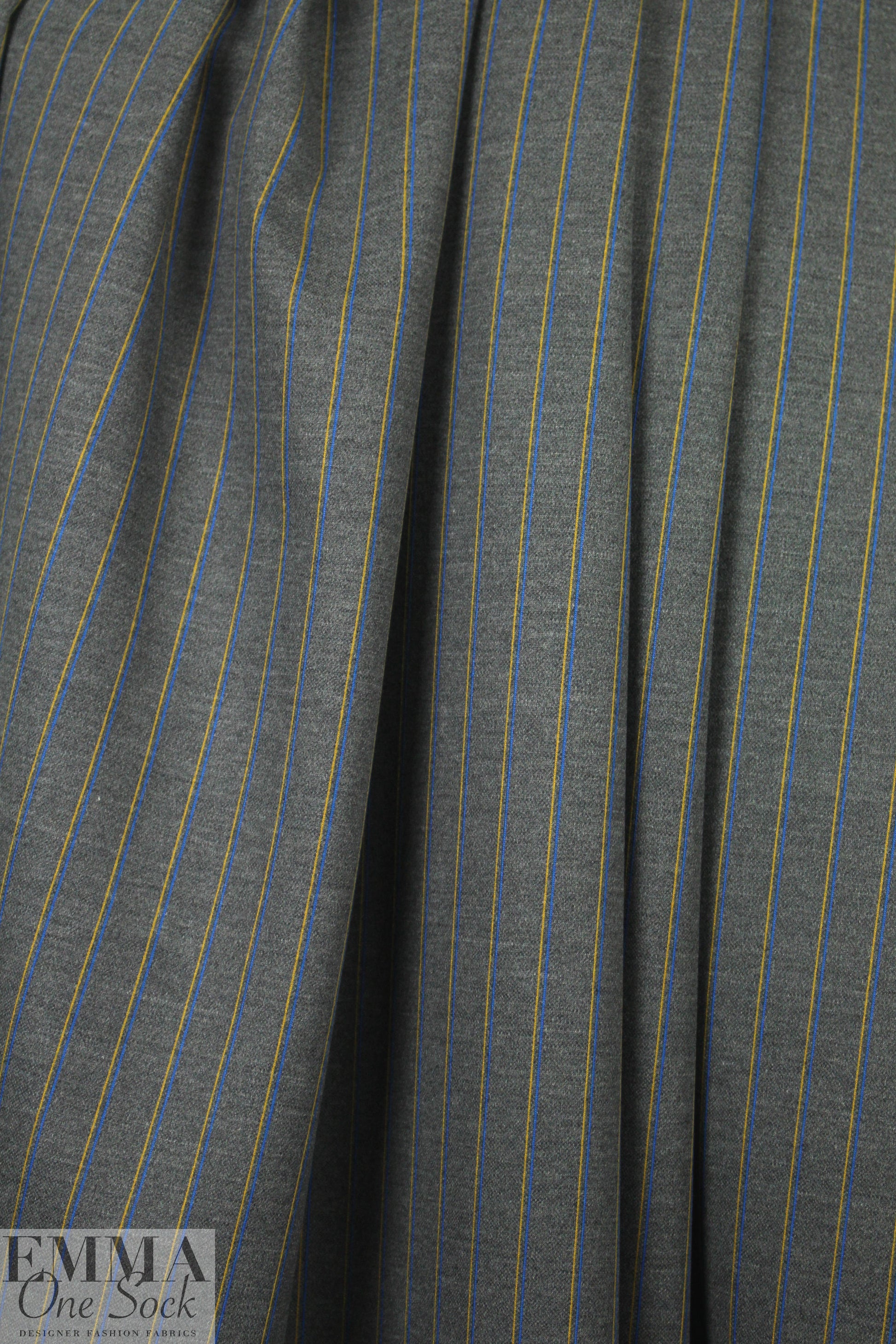 Italian wool blend doubleknit - dark gray/cobalt/yellow 1 yard