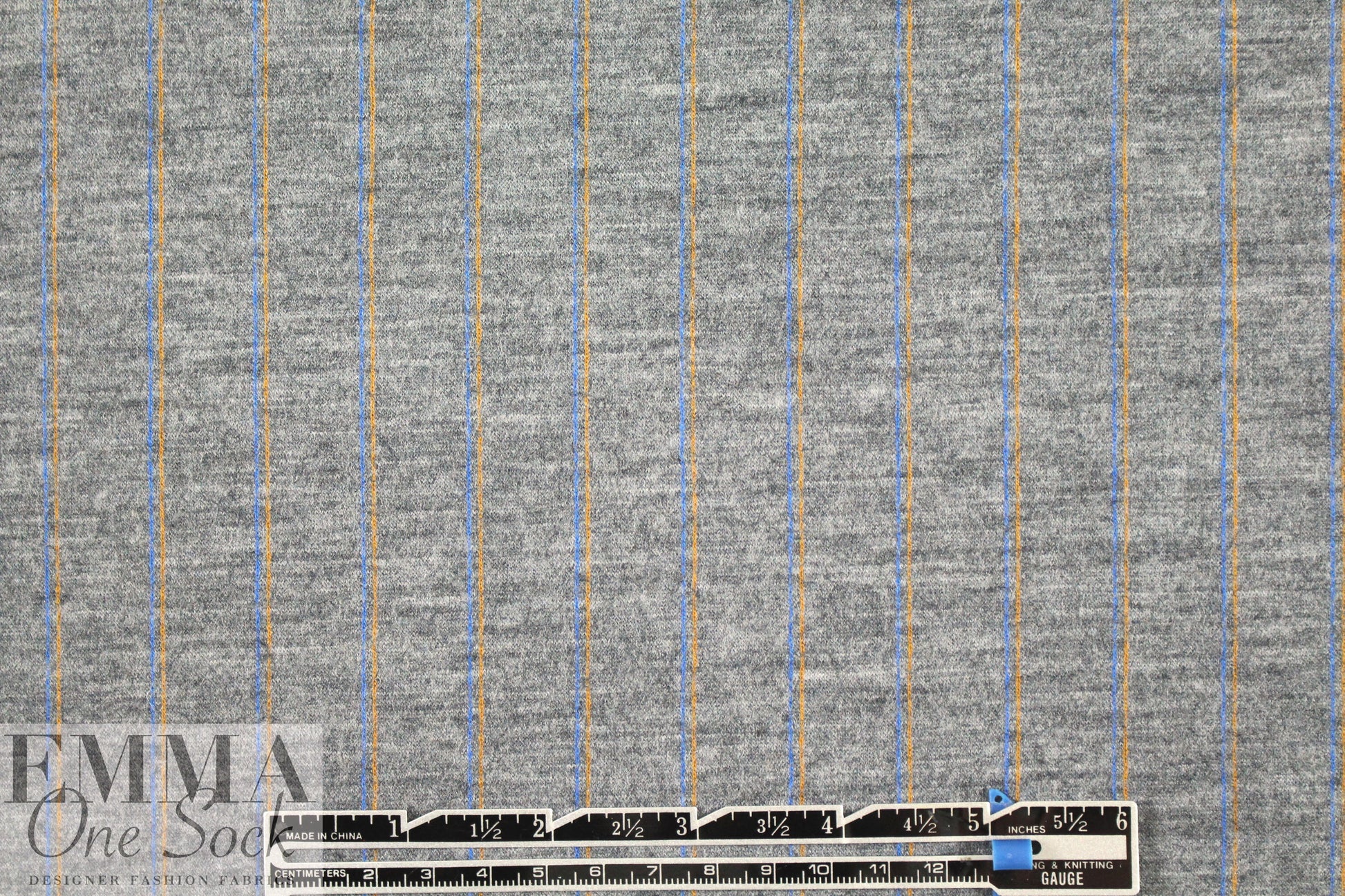 Italian wool blend doubleknit - light gray/cobalt/yellow 1.75 yd