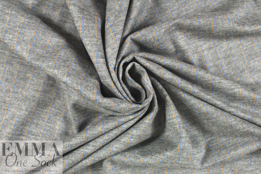 Italian wool blend doubleknit - light gray/cobalt/yellow