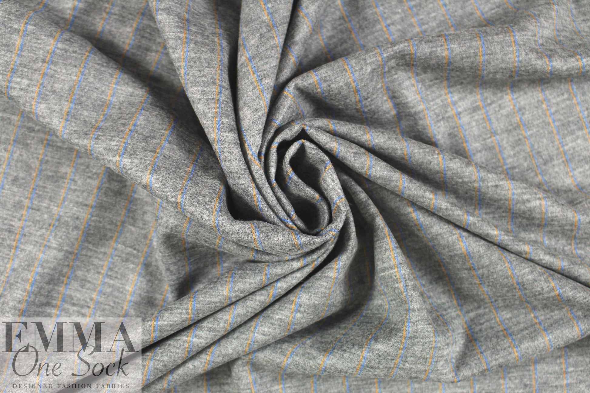 Italian wool blend doubleknit - light gray/cobalt/yellow 1.75 yd