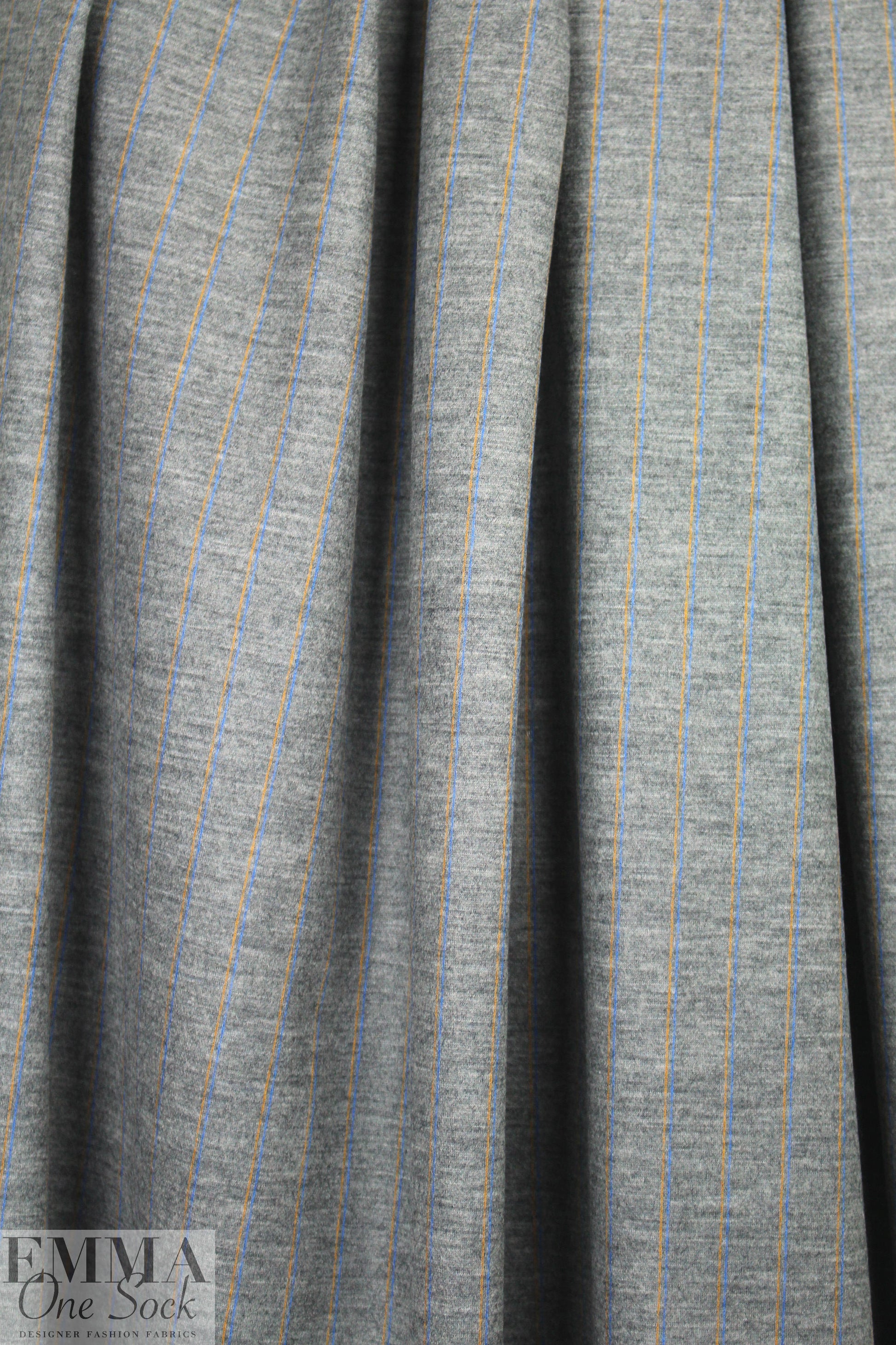 Italian wool blend doubleknit - light gray/cobalt/yellow 1.625 yd