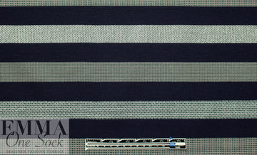 Italian stripe pattern 4-way stretch ponte - navy/taupe/silver